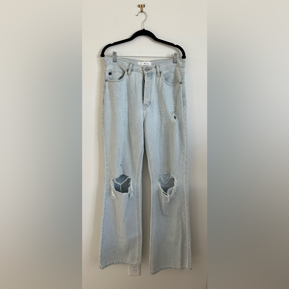 Kancan wide leg distressed light jeans